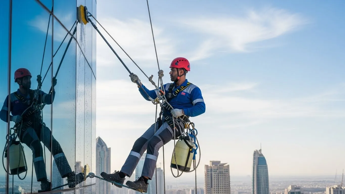 تنظيف واجهات المباني والزجاج في الشارقة | خدمات احترافية | بيور كلين Image fx 2025 11 29T133342.845