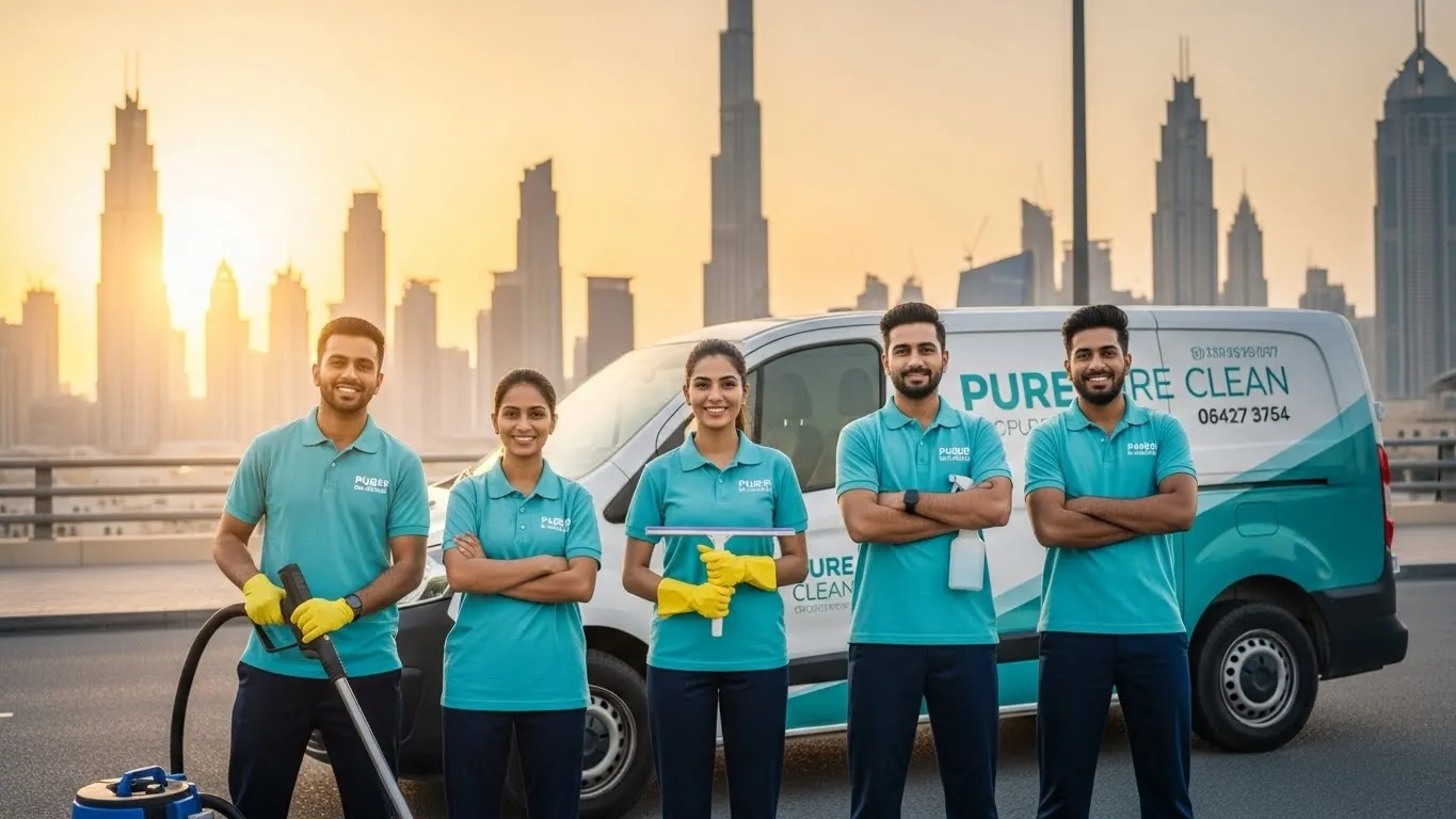 فريق عمل شركة بيور كلين المتخصص في خدمات التنظيف في دبي